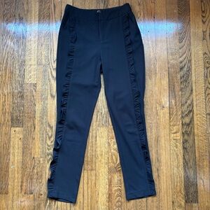 Alpha & Omega Skinny Leg Black Dress Pants w Ruffle Trim